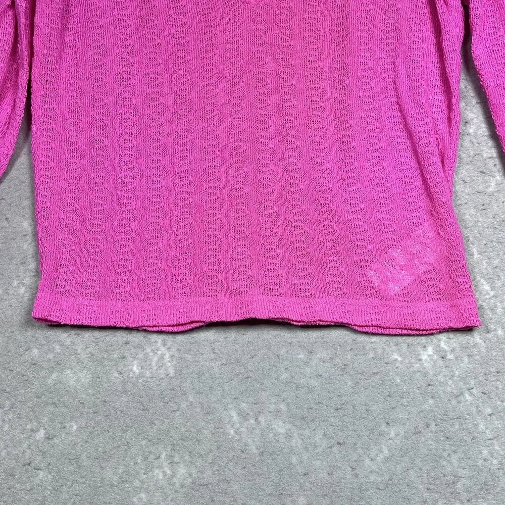 Free People Womens Size Medium Pink Dream Girl Knit Long Sleeve Pullover Top